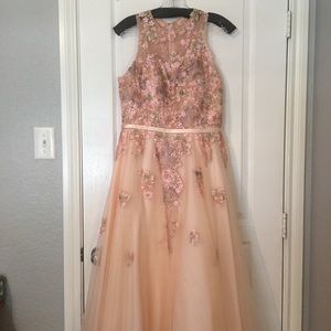 Blush Pink Floral Prom Dress